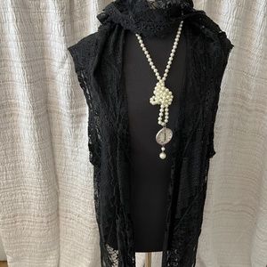 Black lace vest